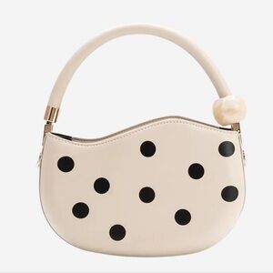 Melie Bianco Cream and Black Polka Dot Shoulder Bag